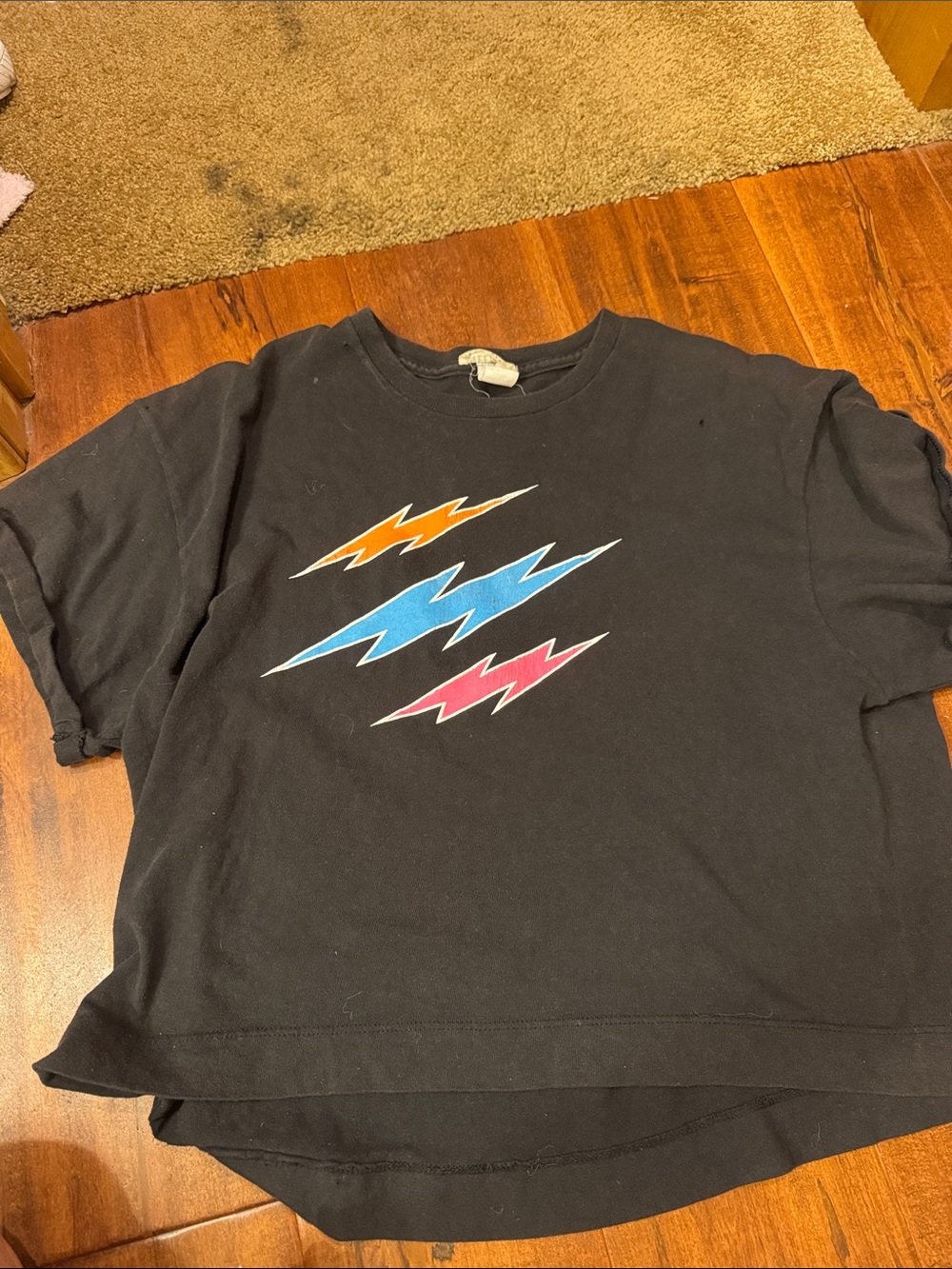 Black Graphic Lightning Bolt Tee - Multicolor